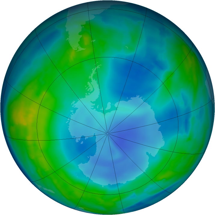 Antarctic ozone map for 31 May 2013